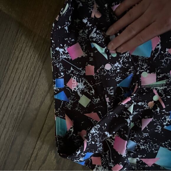 Zelos Athletic Printed Biker Shorts - Colorful Pattern Black Workout Yoga Size M - Picture 4 of 7